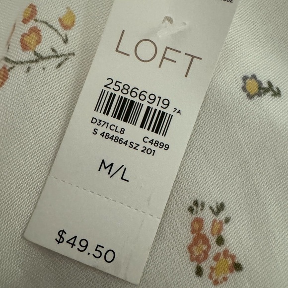 NWT LOFT kimono. Short sleeve, white w/pink flowers. Size M/L - Picture 5 of 10